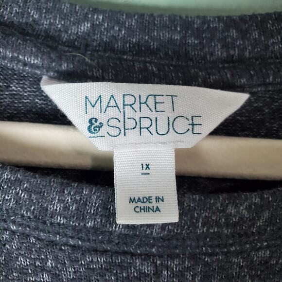 Market & Spruce Womens Paulsen Brushed Knit Top Striped Colorblock Size 1X - Picture 3 of 6